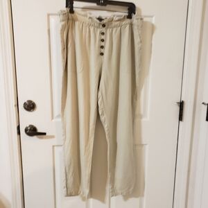 Ellen Tracy Linen Beige Pants Size Large